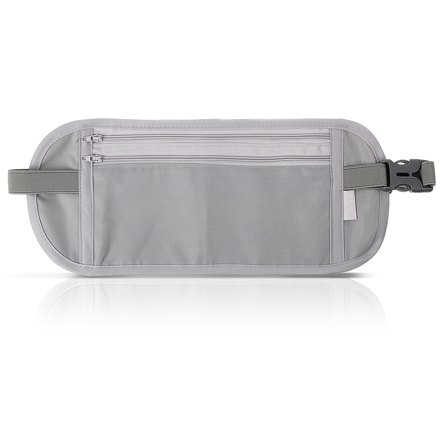 Secure Travel Money Belt, Slim Passport Holder, Blocking Hidden Waist Pouch for Passport, Cash, Cards, Slim Belt Bag for Men and Women (Gray)