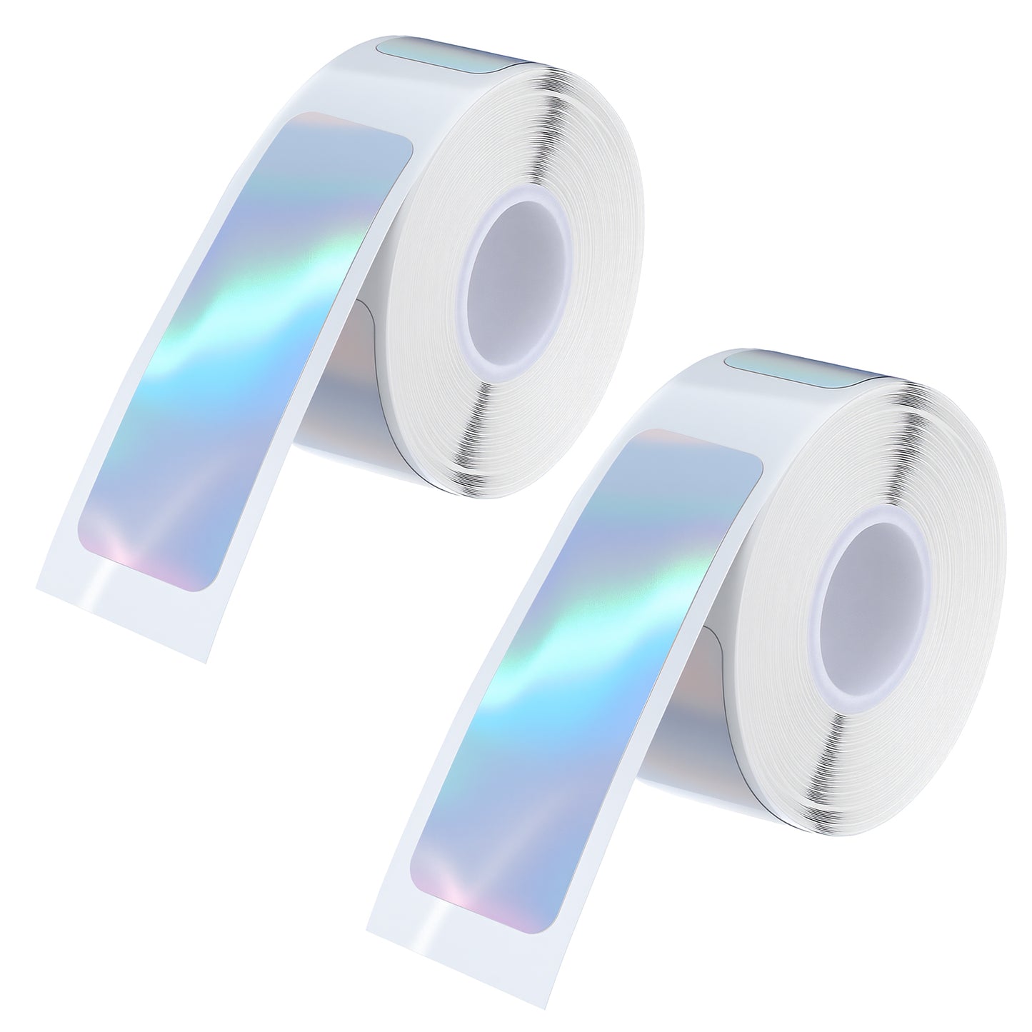 Nogeqi 320 Pcs D30 Label Tape, Thermal Printer Labels Paper for Phomemo D30 D32 D35 Q30 Q30s Q31, 12 x 40 mm (0.47"x 1.57"), Waterproof Adhesive Print Master Labels Refill, 2 Rolls, Holographic Silver