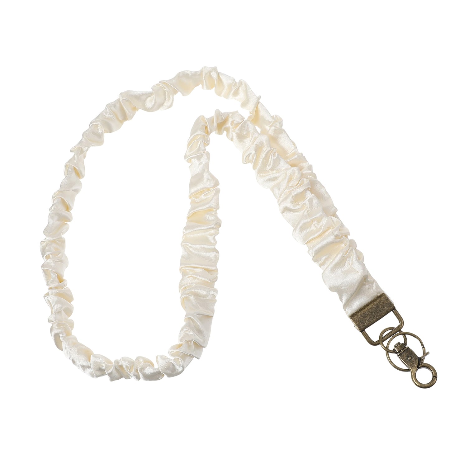 Bremorou Stretchy Lanyards for Teachers Retractable Scrunchie Lanyard for ID Badges & Keys Cute Teacher Lanyard Scrunchie Stretchy Scrunchies Lanyards for Teachers Women Nurse Festival Gifts (Beige)
