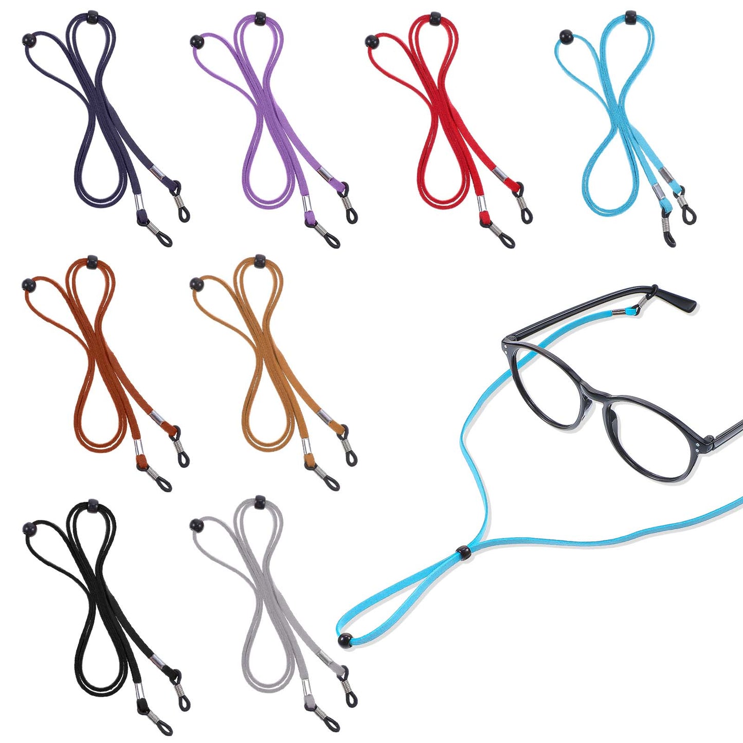 8 Pcs Eyeglass Strap Sunglasses String Holder Strap Adjustable Eyeglass Chain Lanyard Eyewear Retainers Sport Sunglass Glasses Holder for Men Women
