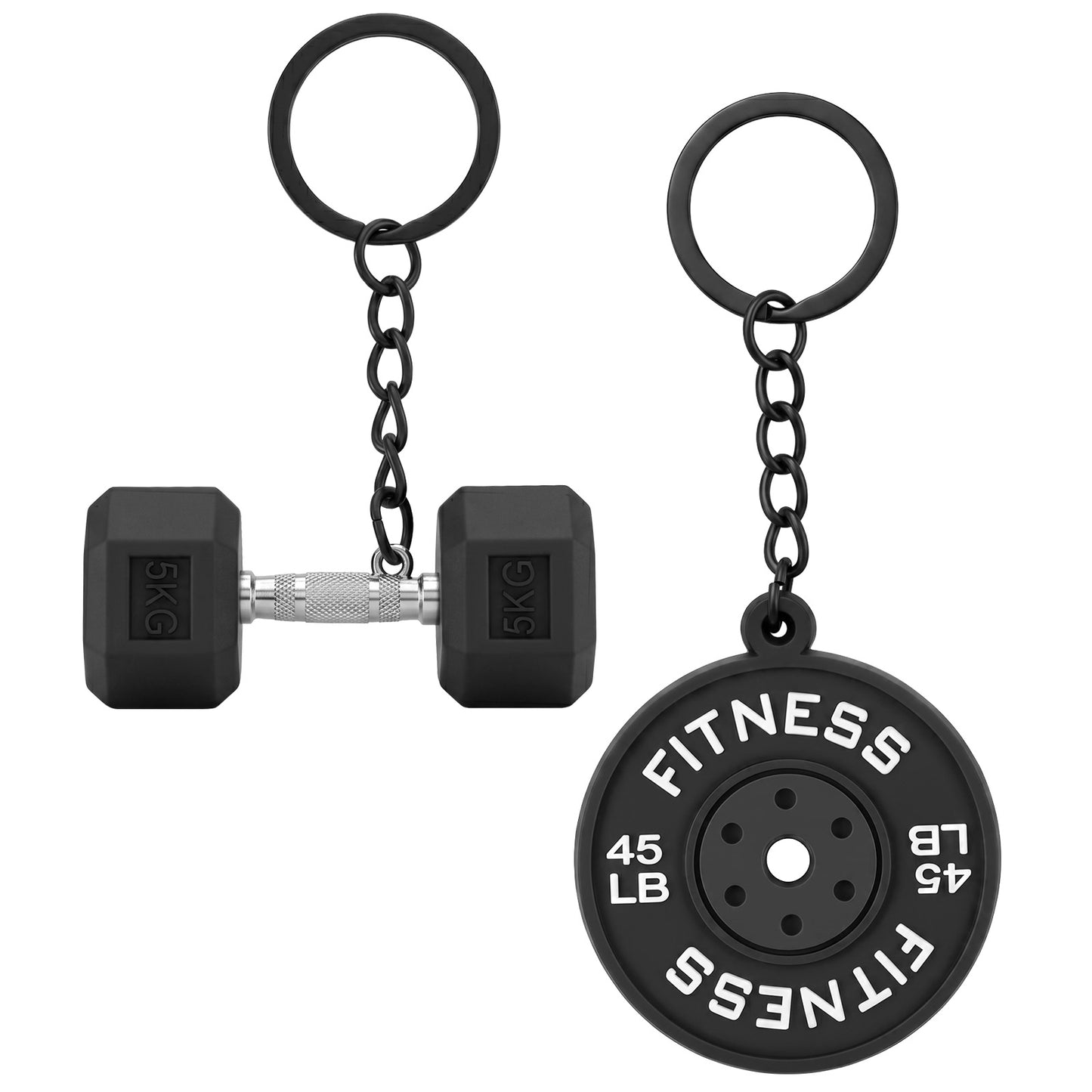 RAHHLIZS 2PCS Mini Dumbbell Keychains,Dumbbell Keychain, Black Gym Key Accessories for Women Men Fitness Enthusiast Lovers, Stylish Fitness Gifts