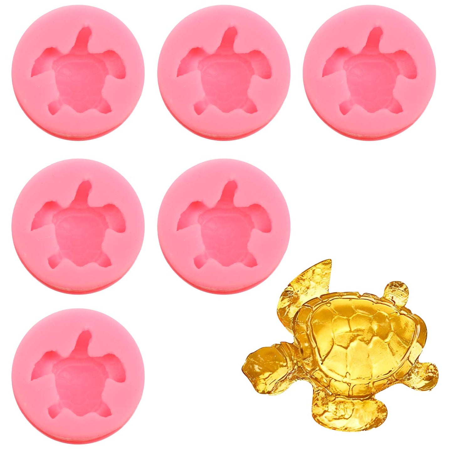 Mabor 6Pcs Mini Turtle Silicone Mold, 3D Animal Epoxy Casting Molds for DIY Craft, Cute Sea Turtle Shape Mold for Micro Dollhouse House Garden Landscape Decor DIY Craft Supplies