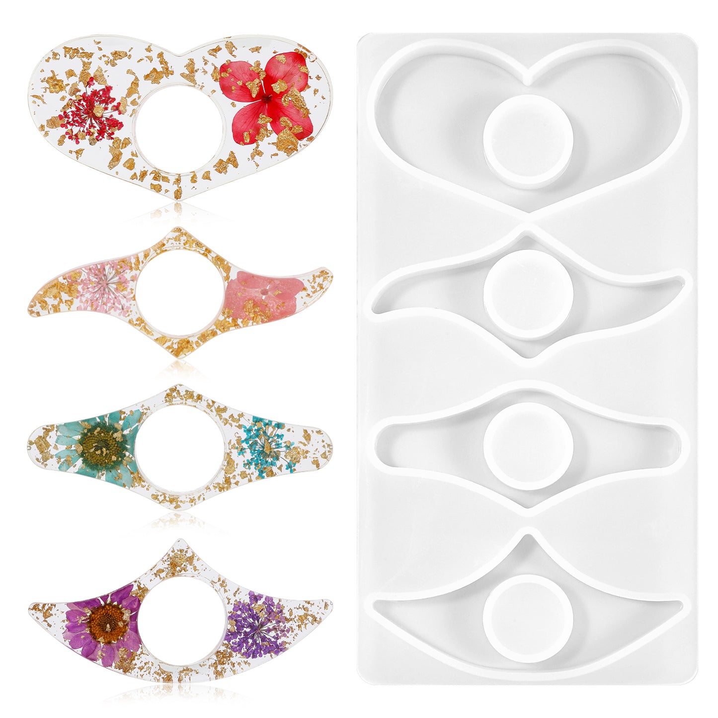 White Resin Bookmark Moulds for Thumb Book Page Holder, Reusable Silicone Bookmark Molds for Epoxy Resins, Handmade Resin Casting Dried Flower Bookmark Kit DIY Reading Accessories for Reading Lovers