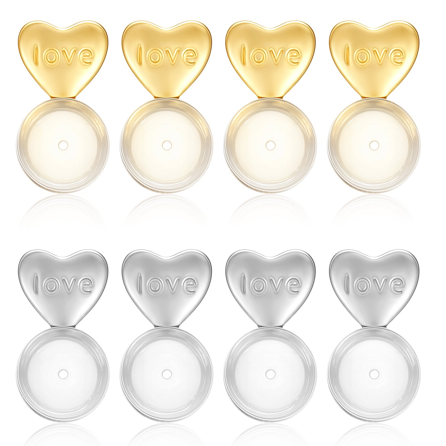 Ymapinc Silicone Earring Backs for Studs, Earring Backs for Droopy Ears, Women Earring Lifters Replacements Earring Supports for Heavy Earrings Backs for Studs - 8 Pcs Gold + Silver