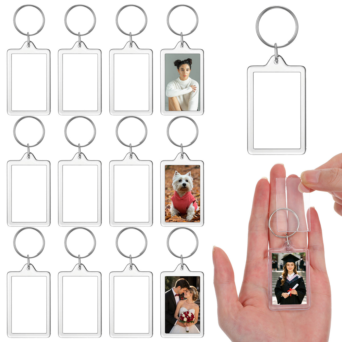Ouligay 12Pcs Photo Keychain (2 X 1.3inch) Photocard Holder Keychains