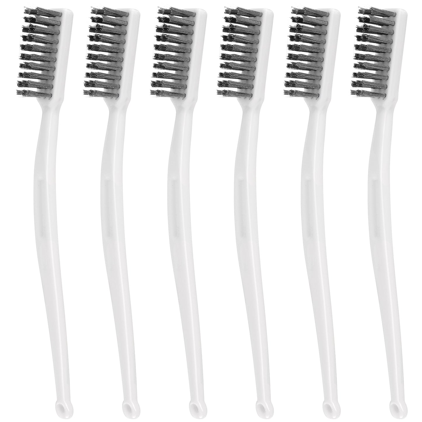Xinjoduz 6 Pack Steel Wire Brush Brass Brushes for Cleaning Metal 6.77in Wire Bristle Brushes Set Tools with Curved Handle for Rust Removal Welding Slag Paint Stains and Surface Preparation