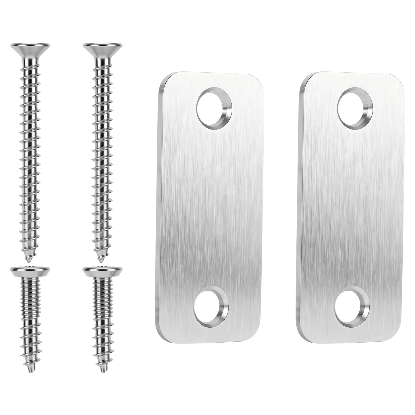 2 Set Stainless Steel Door Latch Cover Plates, Door Striker Plates, Door Latch Plate, Door Strike Filler Plates for Enhanced Security (Silver)