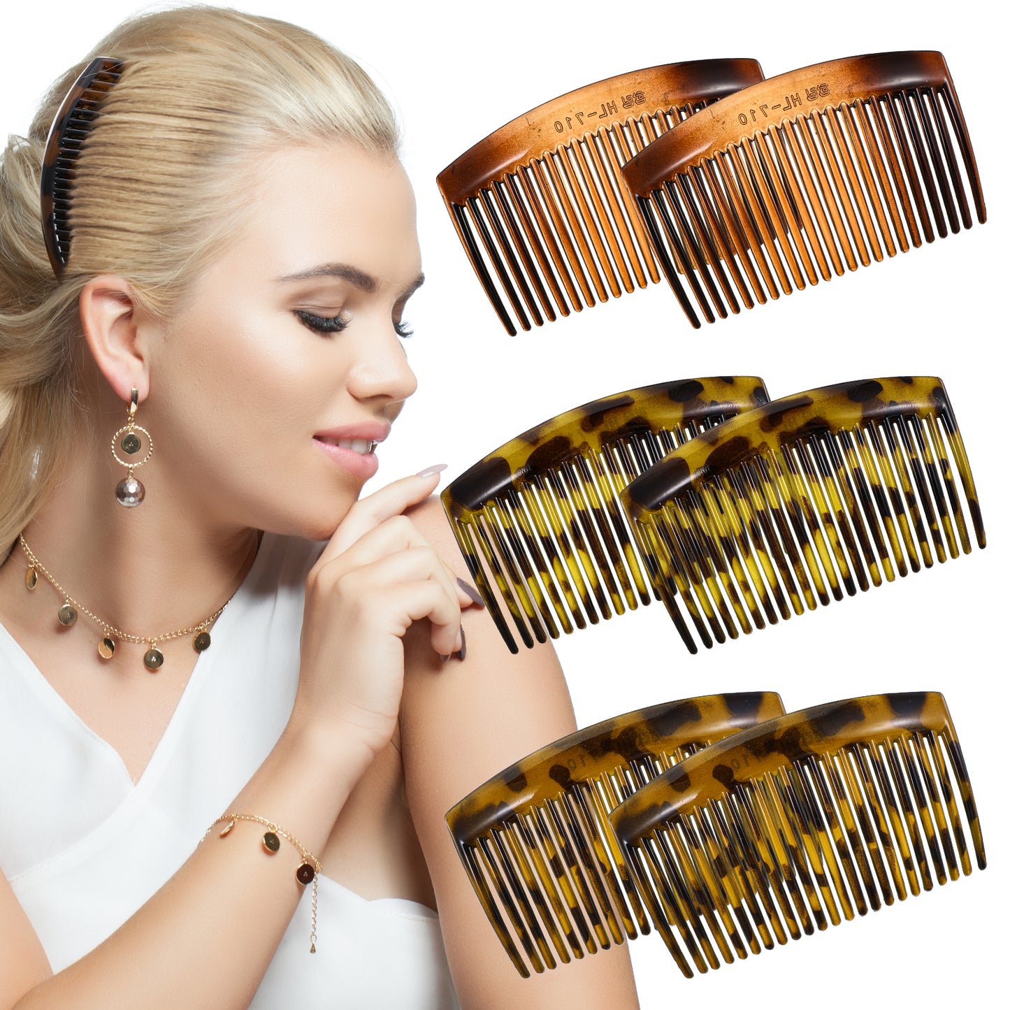 6PCS Ymapinc French Tortoise Combs, French Hair Comb Slides for Women, Slides Combs for Women, Twist Hair Comb, Strong Hold Styling Accessories