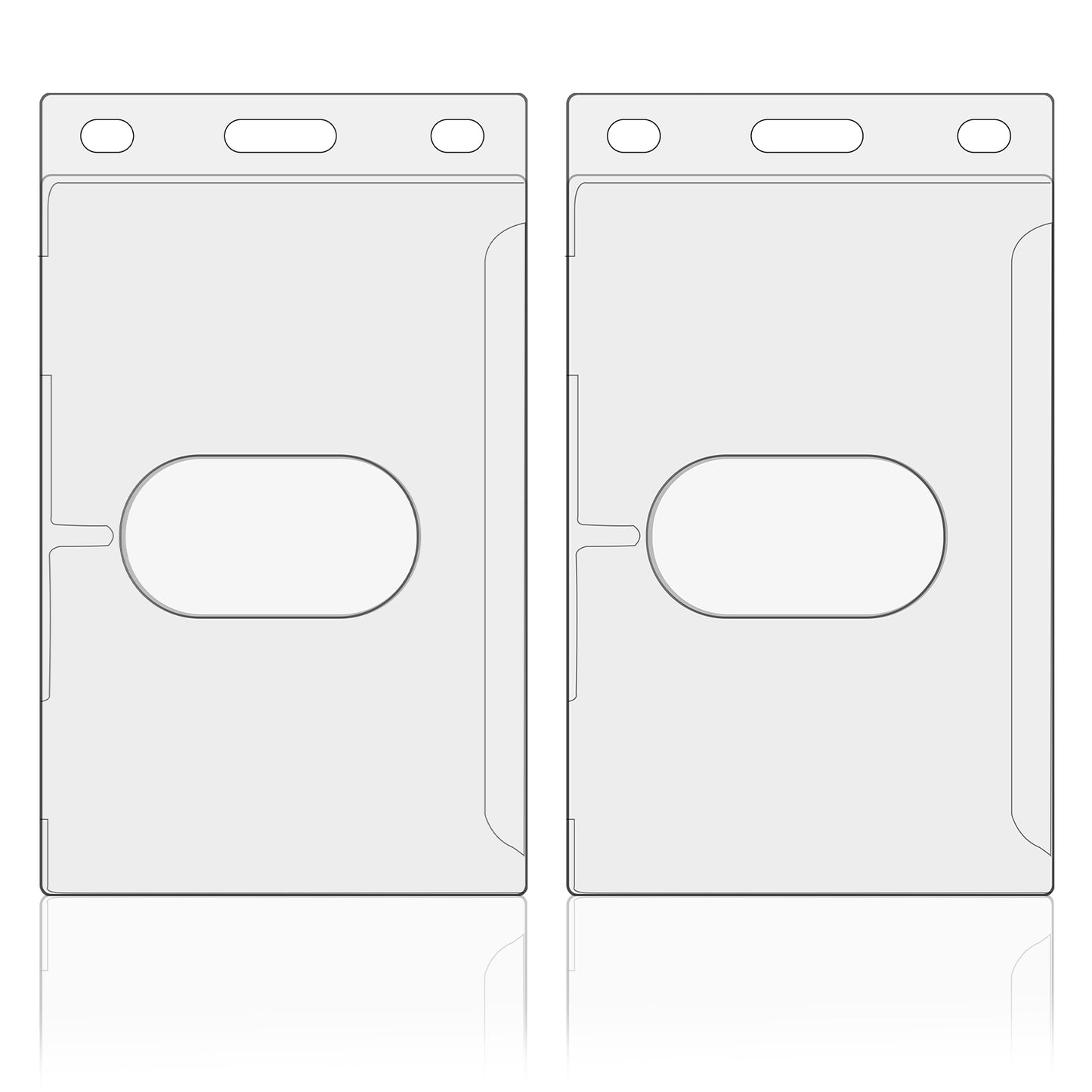 Ymapinc Hard Platic ID Badge Holder, 2Pcs Vertical Hard Case ID Badge Holder Clear Name Card Holder with Easy Access Thumb Slot Transparent Case Protector for Credit Card