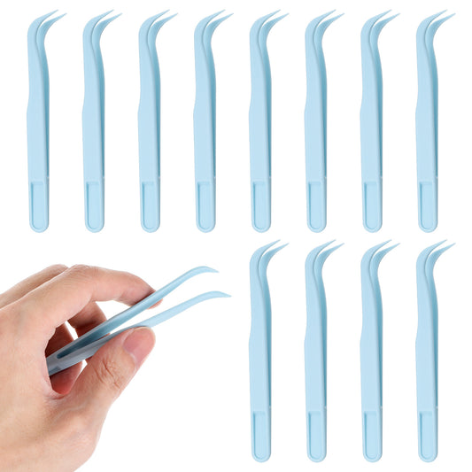 12 PCS Mini Craft Tweezers, Plastic Bead Jewelry Tweezers for Kids Crafting DIY Craft Bead Beading Electronics Sticker Forceps Fine Motor