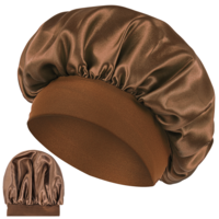 Tyqour Satin Bonnet for Men Women, 35cm Brown Silk Hair Bonnet for Sleeping, Large Soft Satin Bonnets for Curly Hair Braids, Black Women Sleep Cap