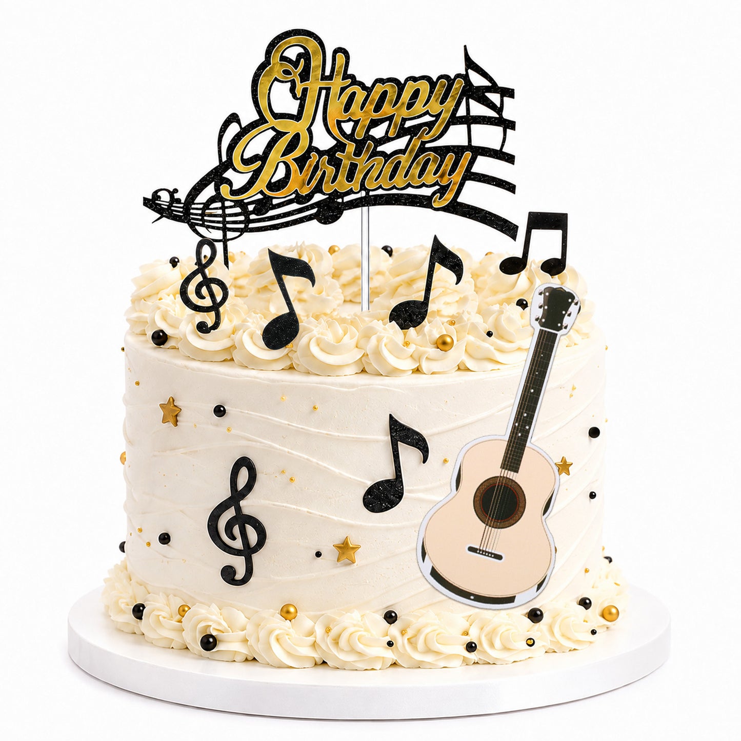 Quvvarly 9 PCS Guitar Birthday Decorations Music Note Cake Decorations