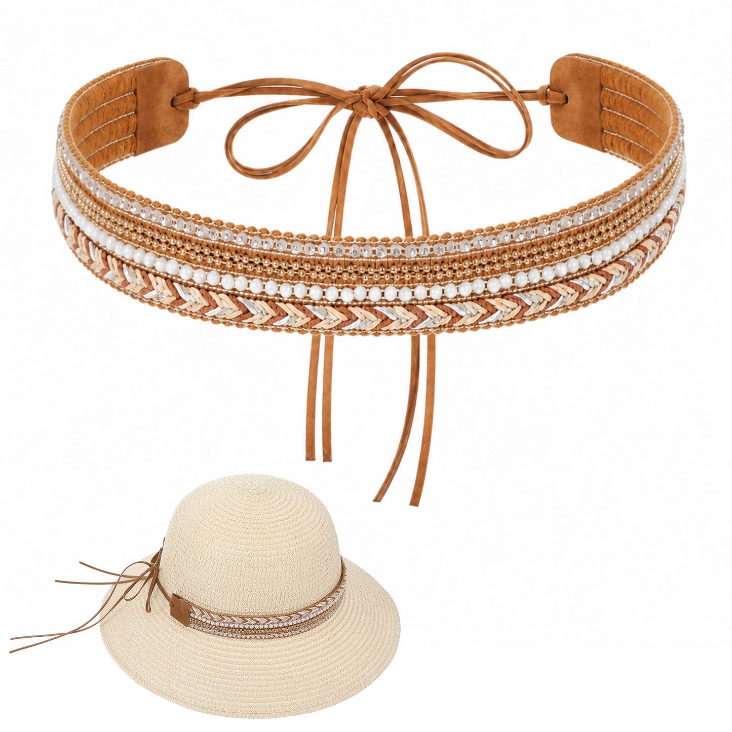 Sorcristy Cowboy Hat Bands for Men Women Leather Cowgirl Hat Accessories