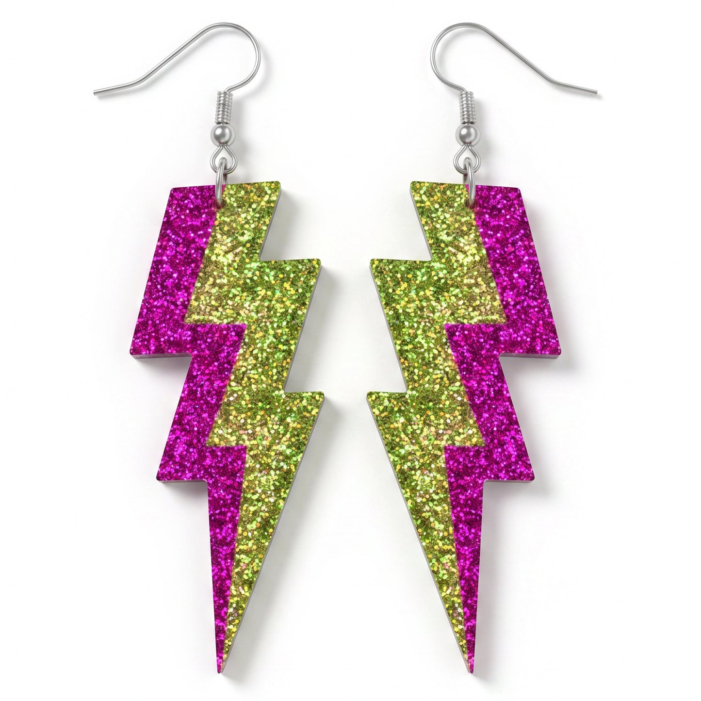 Nogeqi 80s Earrings for Women, Acrylic Retro Lightning Bolt Earrings, Neon Earring Jewelry 80s 90s Theme Party Accessories for Women Halloween Costume Outfit
