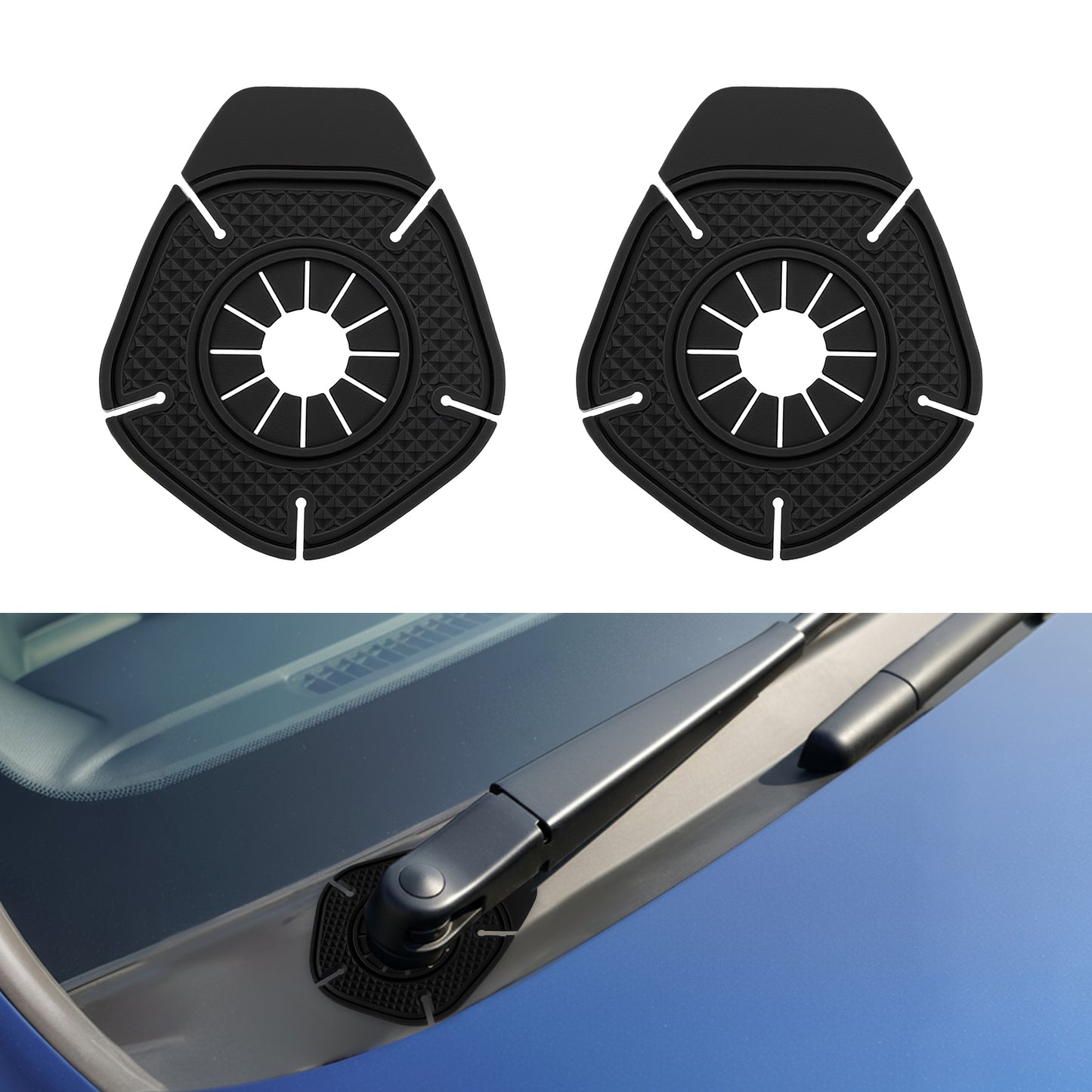 2PCS Silicone Windshield Wiper Covers Arm Hole Protector Pivot Guards, Front Wiper Protective Pad Guard, Dust-Proof Anti-Leaf Wipers Arms Protector Cover Prevents Blockage Universal for Most Cars