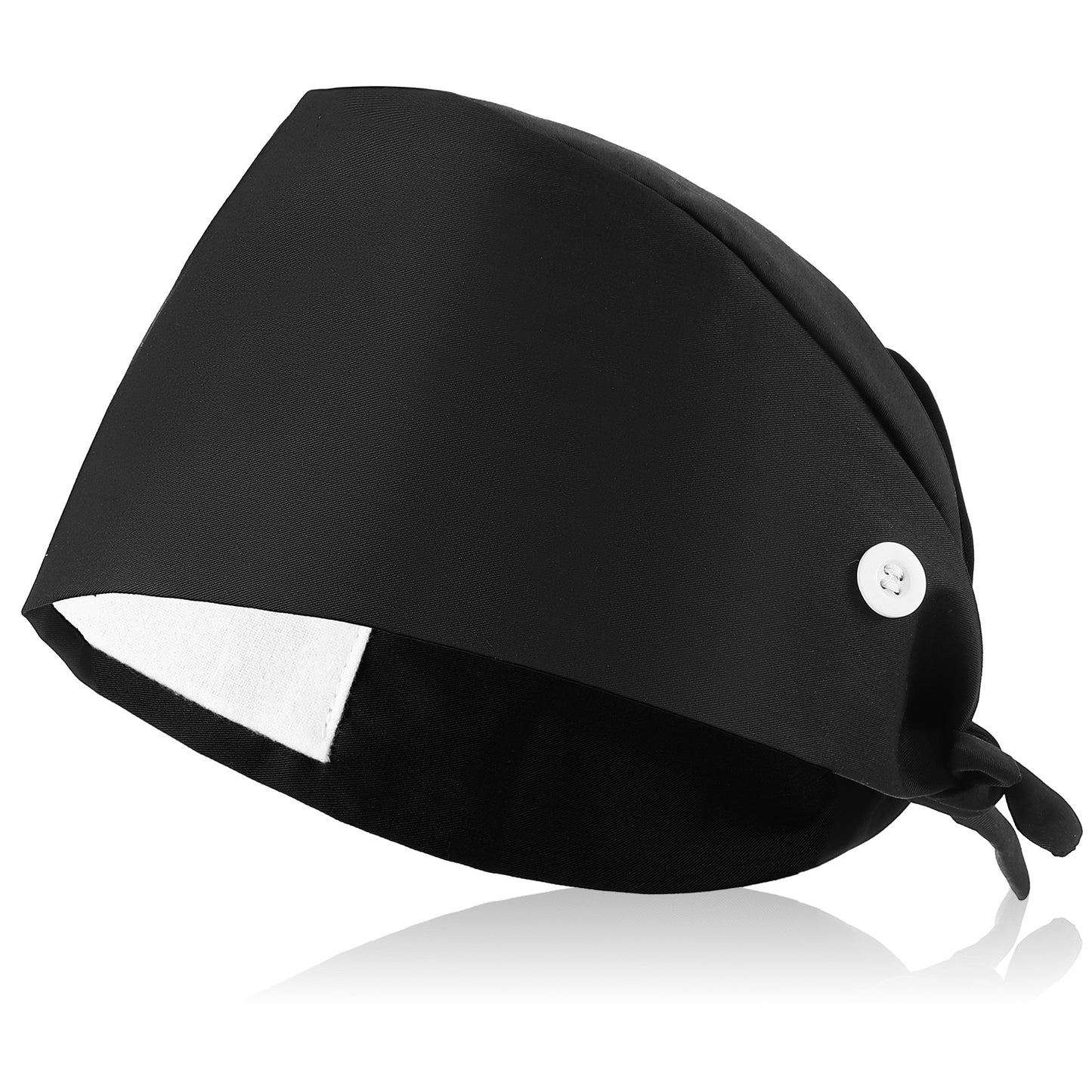 Shimmeroo Adjustable Working Cap with Button & Sweatband,Satin Lined Working Hat with Tie Back for Women & Men,One Size Black