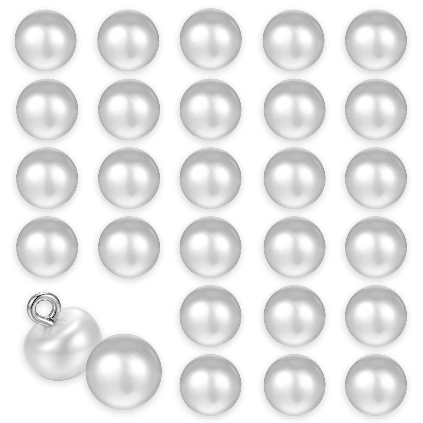 RAHHLIZS 30pcs Pearl Buttons, 10mm White Round Pearl Buttons for Clothes