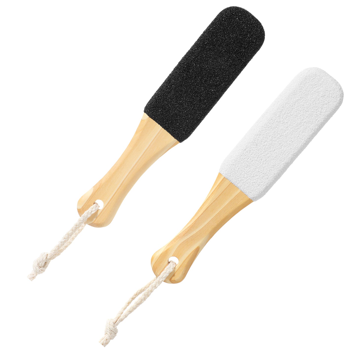 2 Pack Pumice Stone Foot File Wooden Pedicure Foot Scrubber Remover for Heels Elbows Hands in Shower Professional Foots Rasp for Wet and Dry Feet Foots Care Tools for Women Men(Black,White
