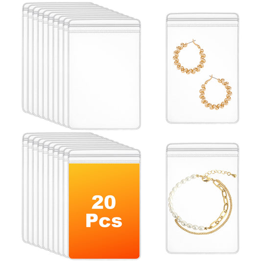 Ymapinc 20Pcs Anti Tarnish Jewelry Bags Storage, Small Clear Plastic Bags, Travel Jewelry Pouch Organizer Tangle Free for Earring Bracelet Chain Ring Necklace Wrist Watch
