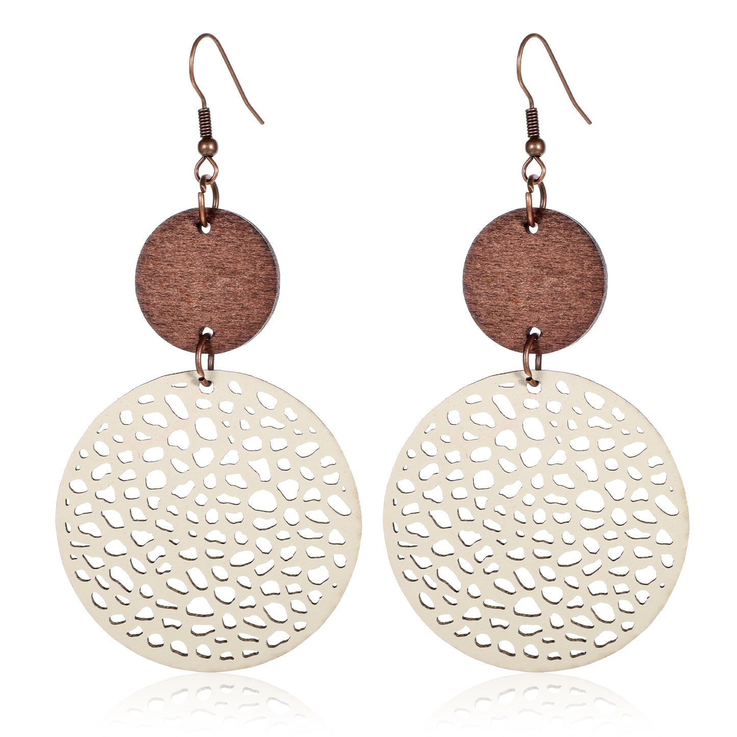 Ymapinc Bohemian Dangle Earrings for Women, Fashion Vintage Elegant Hippie Jewelry Fun Gift for Thanksgiving (Beige, PU Leather & Imitation Wood)