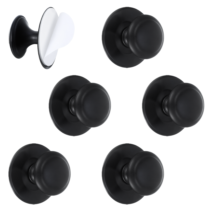 6 Pack Black Self-Adhesive Cabinet Knobs, No Drilling Self-Stick Hardware Kitchen Cabinet Handles, Stick-on Kitchen Drawer Knobs Pulls for Refrigerators, Dressers, Windows, Wardrobe, Cupboard, Closets