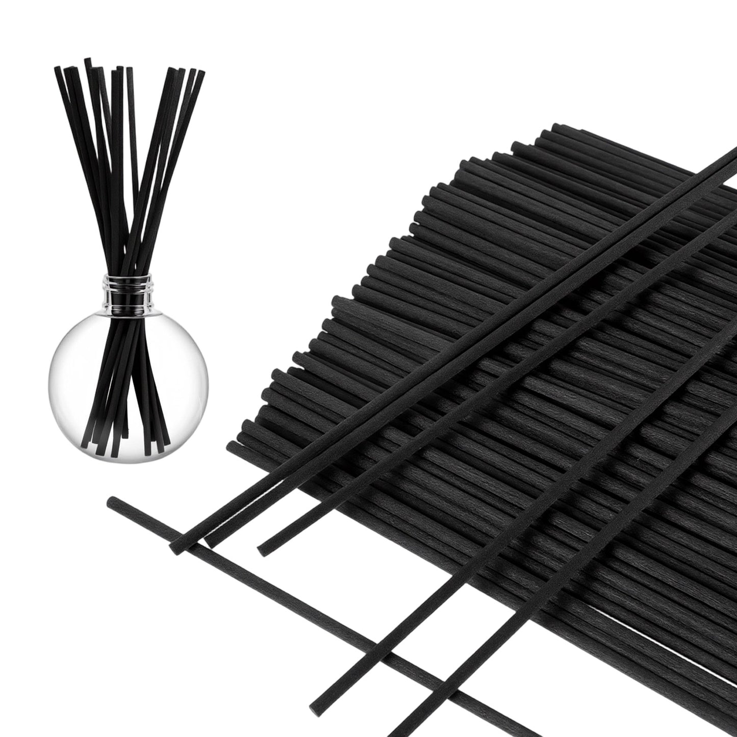 RAHHLIZS 200 PCS Black Fibre Reed Diffuser Sticks, 18cm X 3mm Fibre Reeds for Diffusers, Diffuser Replacement Sticks, Aromatherapy Stick Refill for Home, Bathroom and Office - Essential Oil Stick