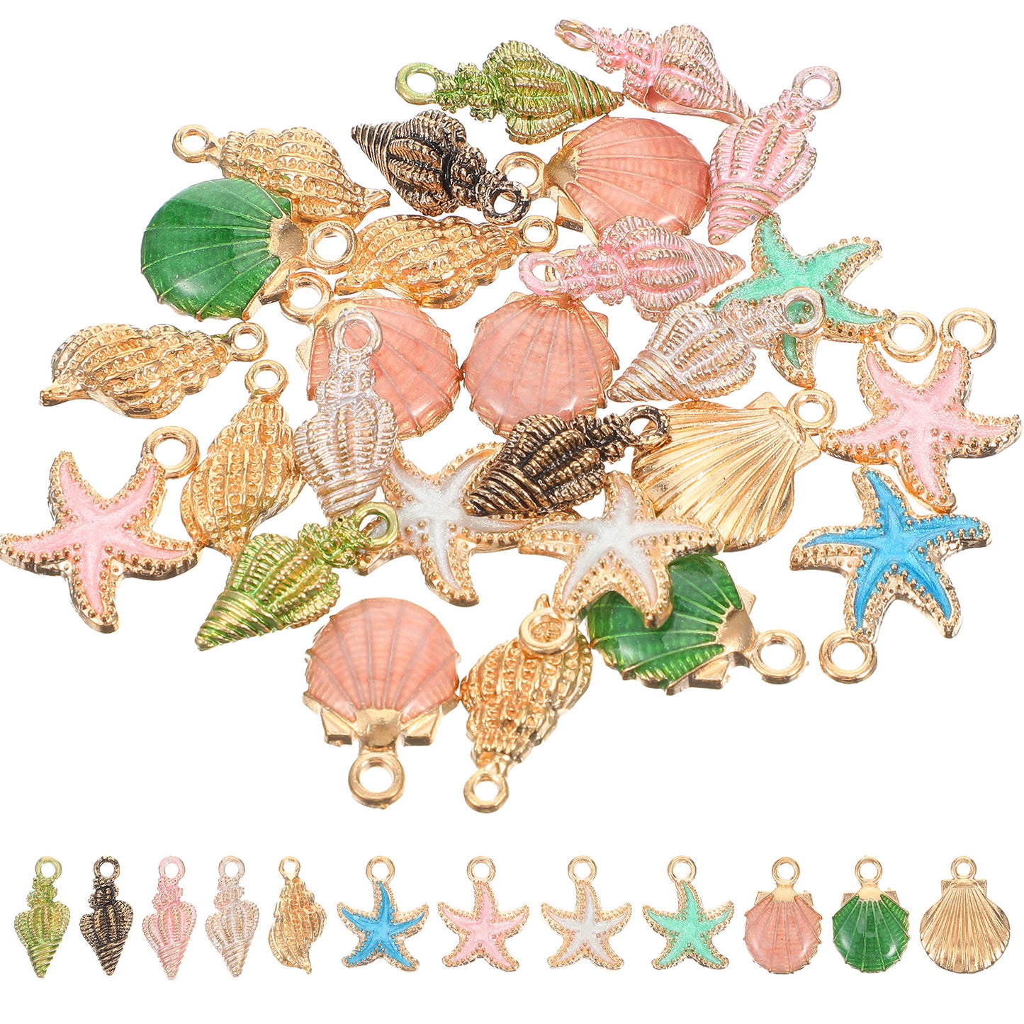 RAHHLIZS 24Pcs Ocean Beach Charms, Star Shell Conch For Jewelry Making