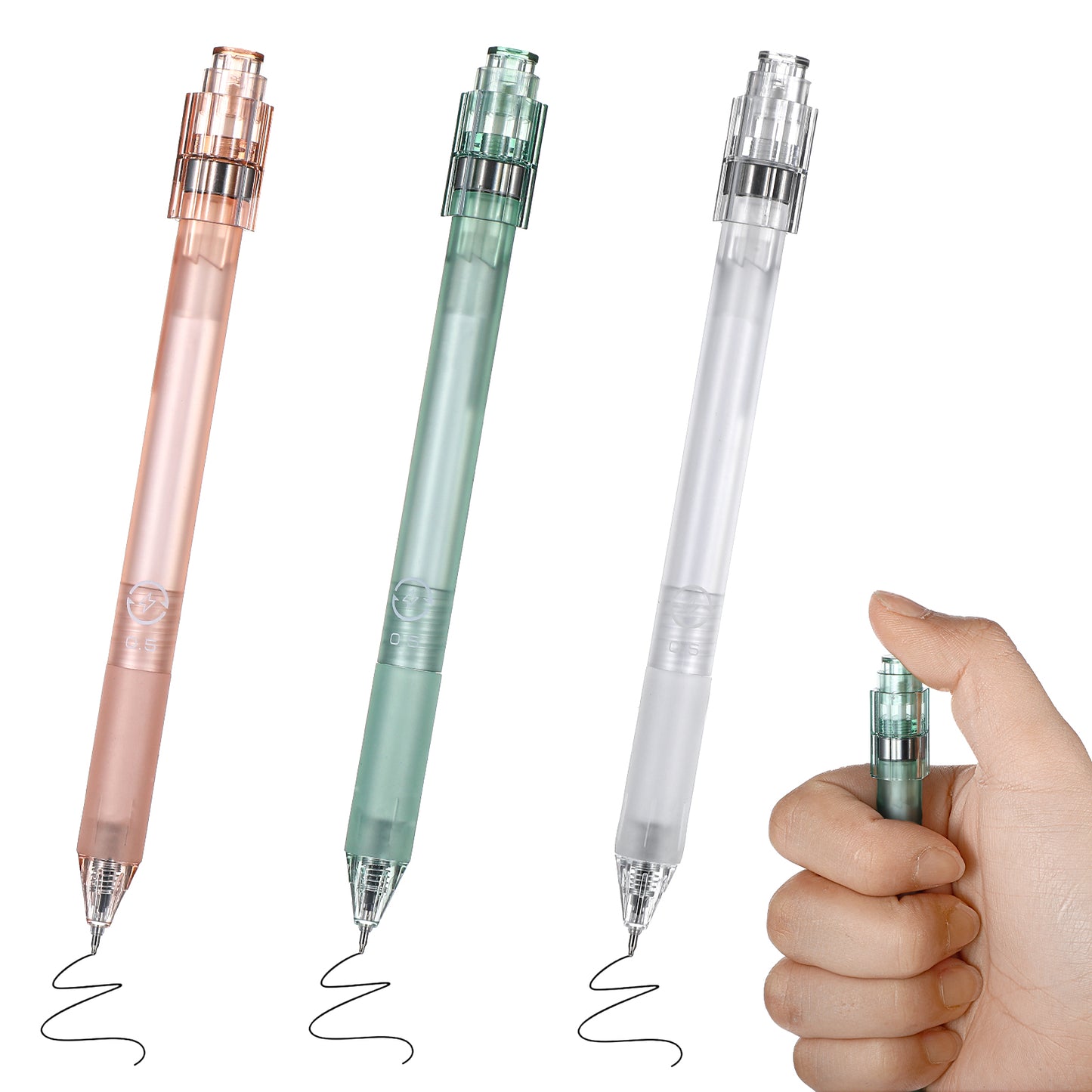 Mabor 3Pcs Fidget Pen 0.5 mm Black Ink Fidget Spin Pens for Adults Smooth Writing Gel Pens Stress Relief Quick Dry Retractable Gel Pens for Journaling Office School Supplies