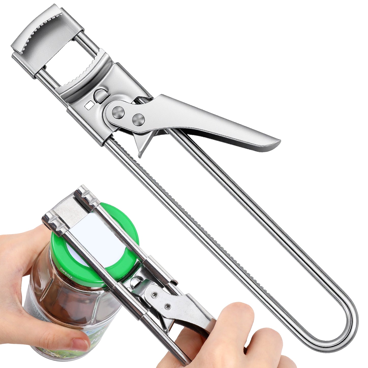 Stainless Steel Jar Opener Adjustable Multifunctional Stainless Steel Can Opener Easy Grip Jar Lid Bottle Openers for Men Women Seniors Weak Hands Kitchen Accessories Gadgets