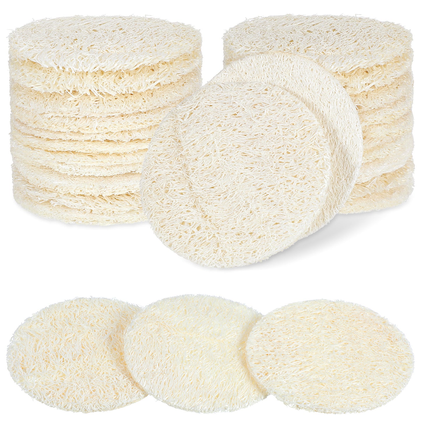 30 Pcs Ymapinc Exfoliating Face Pads, Natural Loofah Sponge, Face Scrubber, Eco Sponges, Facial Scrub Exfoliator, Facial Exfoliator for Men & Women