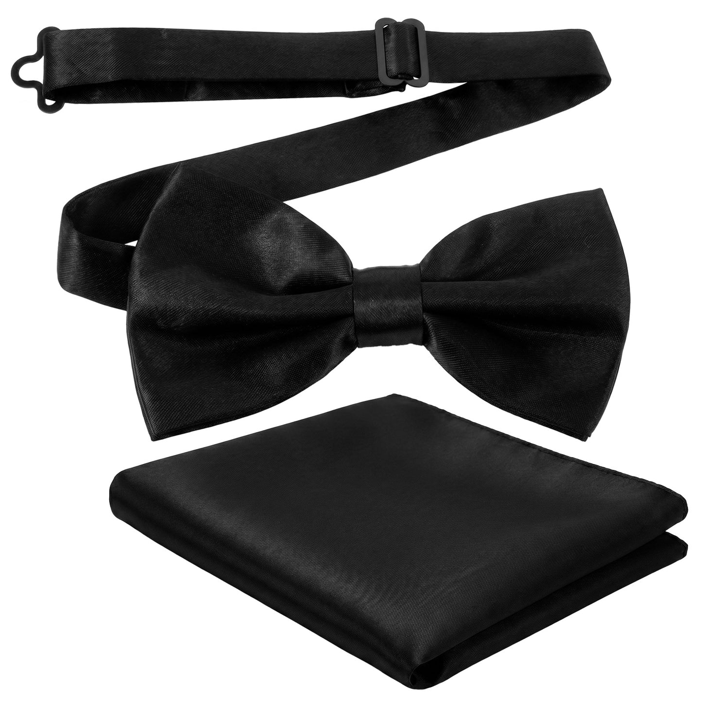 RAHHLIZS Black Pre-Tied Bow Ties for Men and Pocket Square