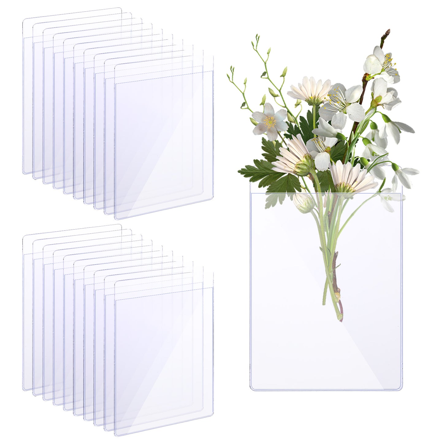 20 PCS Boutonniere Plastic Clear Pocket Sleeve Holder, No Lapel Pin Required, Wrist Corsage Supplies Card Plastic Pouch for Men Groom Groomsmen Weddings, Proms, Homecomings