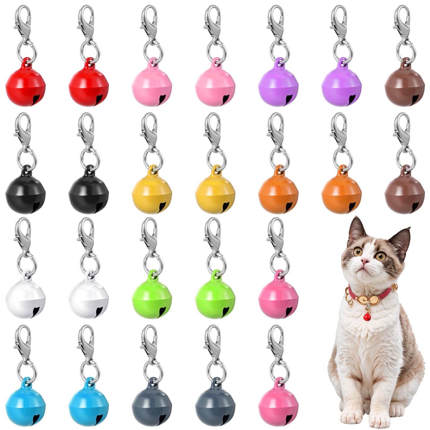 Tyqour 24pcs Cat Bell for Cat Collar, Small Dog Collar Bells, Metal Small Pet Puppy Bell for Collars Pet Cats Dog Charms Accessories