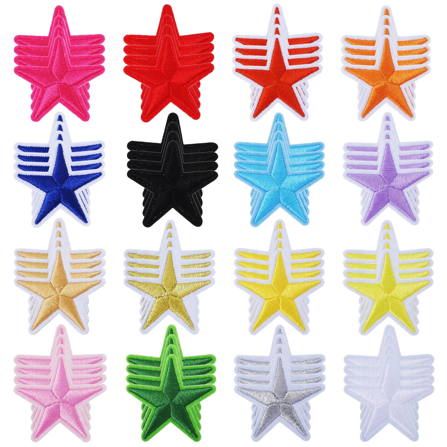 Nogeqi 64 Pcs 1.8 Inch Star Iron on Patches for Hats,Multicolor Star Embroidery Patches,Star Shape Trucker Hat Patches,Star Iron Patches for Jeans Hats Jackets Backpacks Cloth(64 Pieces 16 Color)