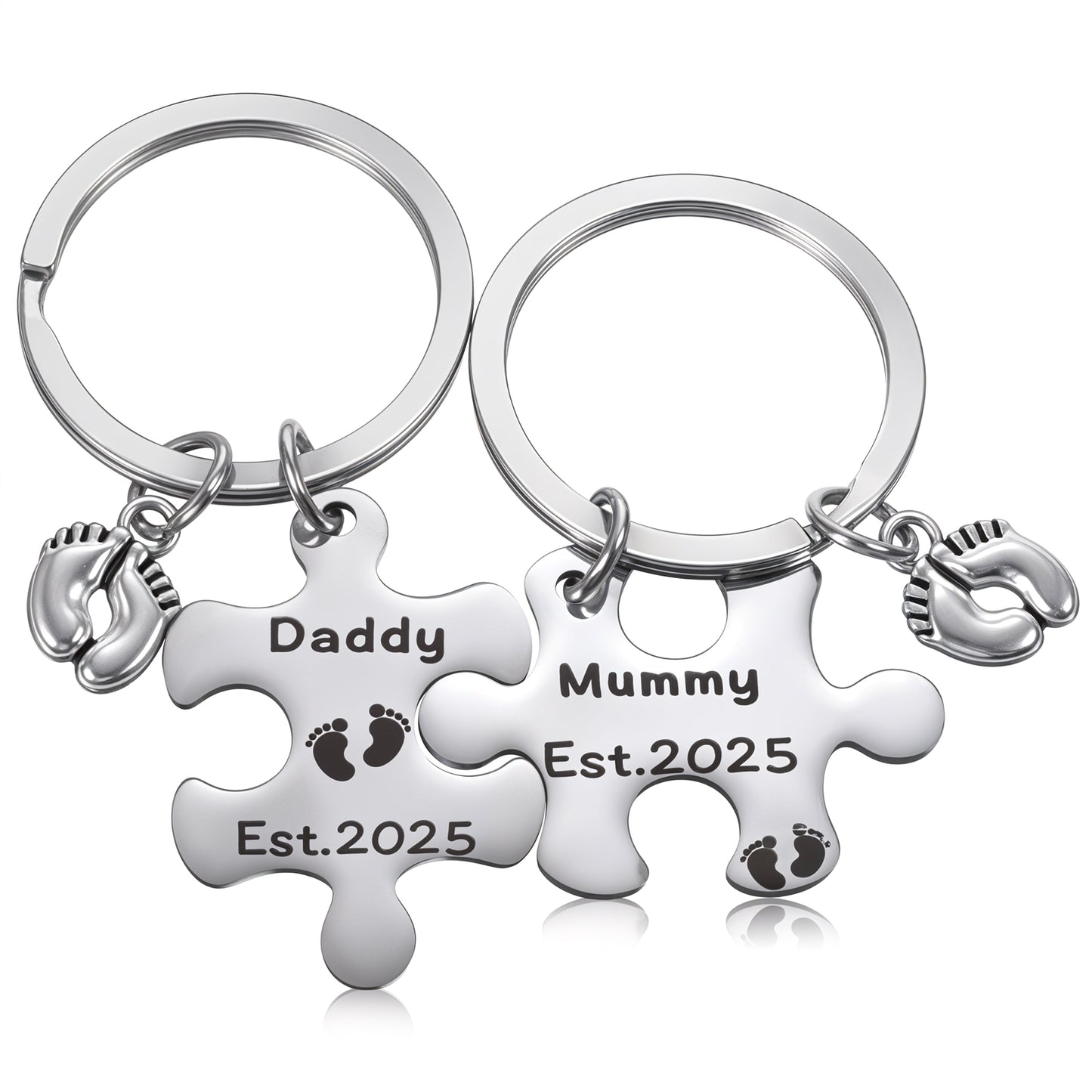 Nogeqi Pregnancy Announcement Keyring Set, Mummy And Daddy Est 2025 Keychain, New Parents Gifts, First Time Mum And Dad Gifts, Christmas Mothers Day Fathers Day Present