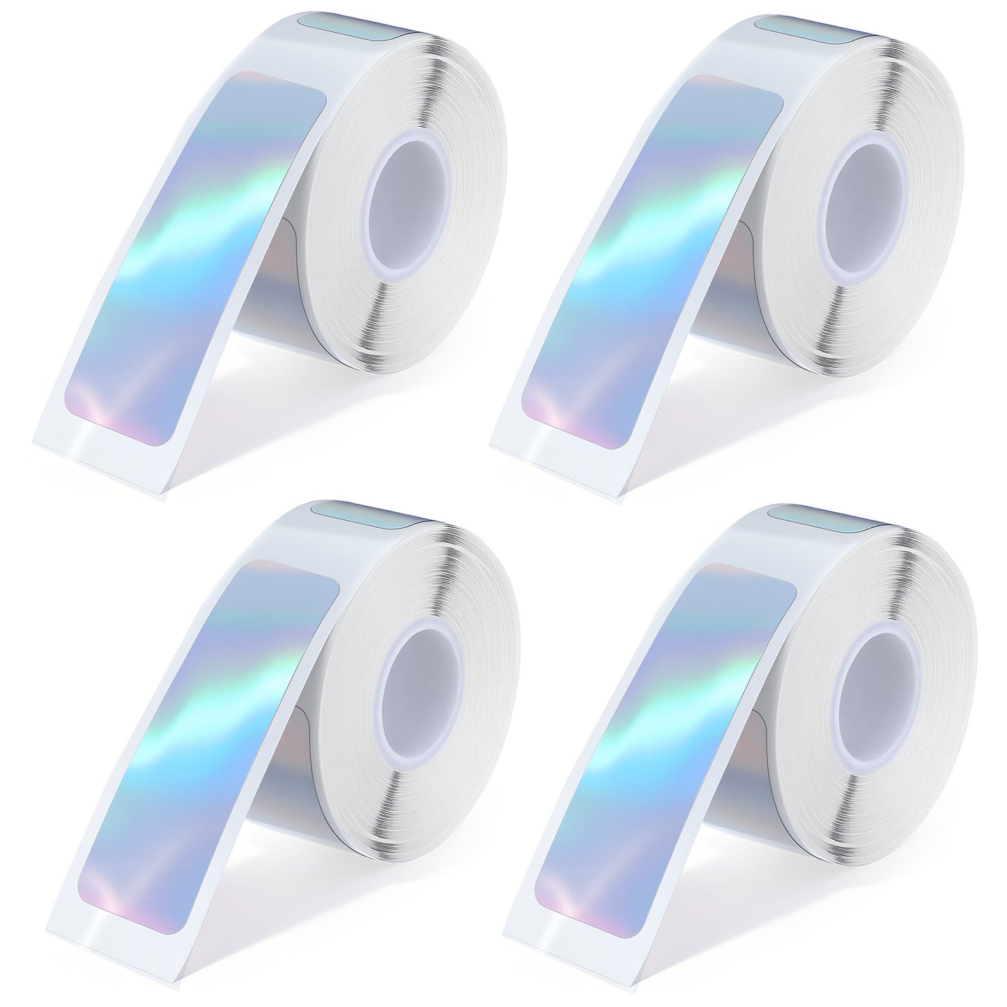 Nogeqi 4 Rolls D30 Label Tape, Thermal Printer Paper for Phomemo D30 D32 D35 Q30 Q30s Q31, 12 x 40 mm (0.47"x 1.57"), Waterproof Holographic Thermal Labels, Print Master Labels Refill, 640 Pcs