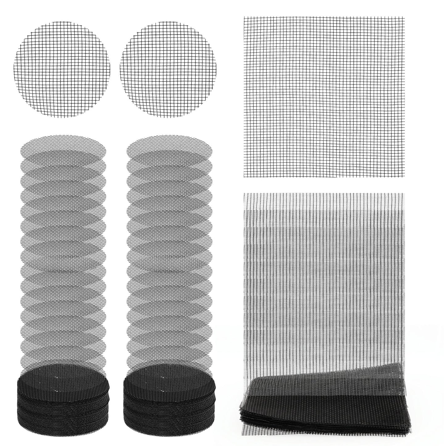RAHHLIZS 100Pcs Flower Pot Hole Mesh Pad Rectangle 3.94in, Rounds 1.97in Small Plant Pot Mesh Drainage Screen for Bottom of Pots for Garden Indoor Outdoor Plants