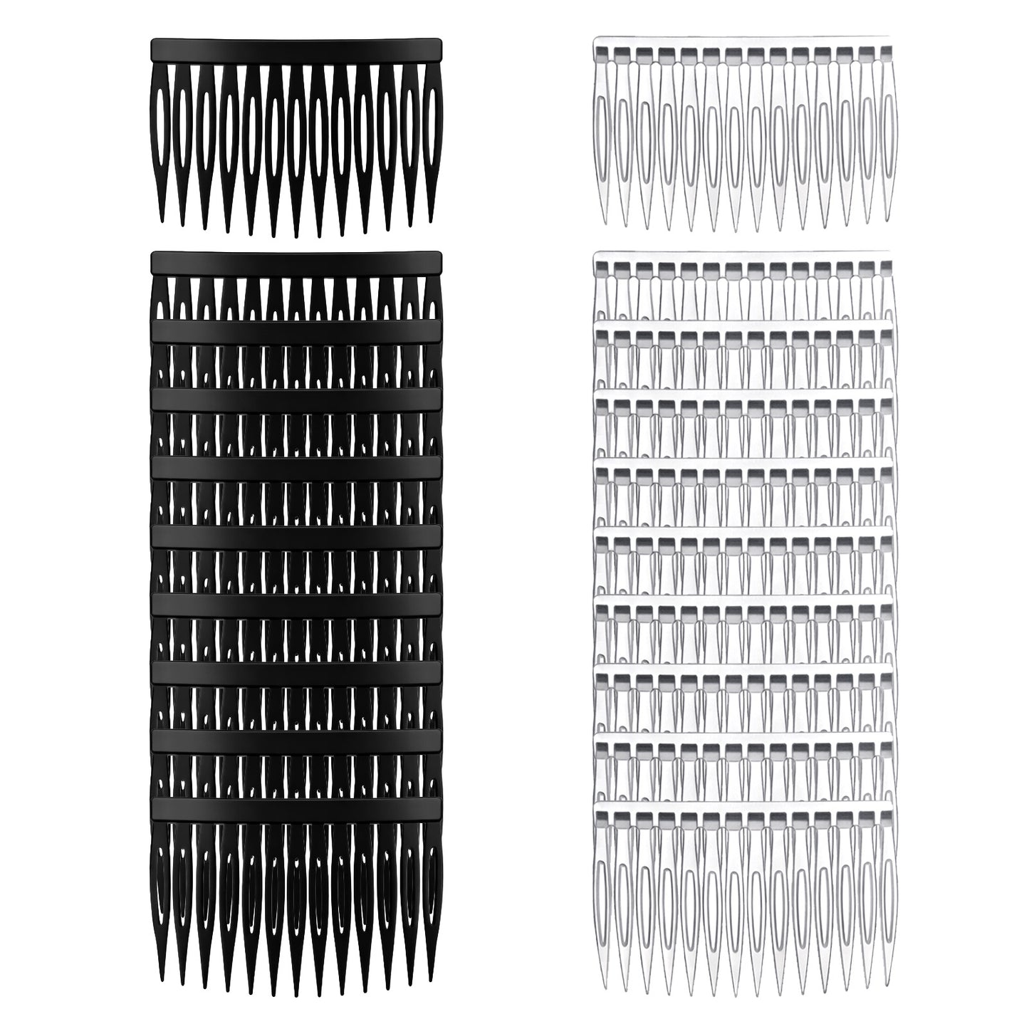 Mabor 20PCS French Hair Combs, 14 Teeth Plastic Hair Combs for Women - Black & Clear Decorative Hair Clips Accessories for Bridal, Wedding, Daily Use