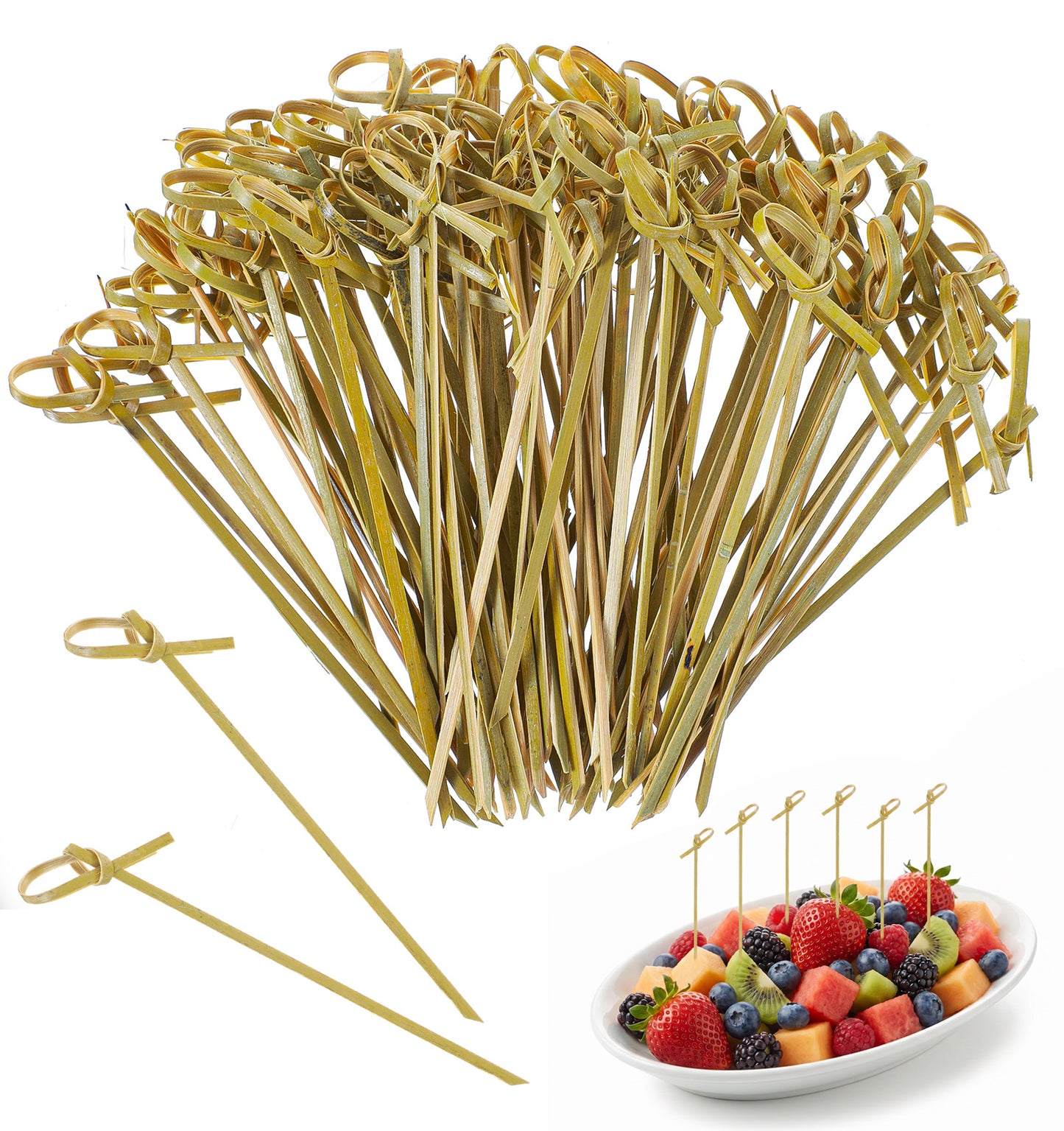 200Pcs Bamboo Cocktail Sticks Bamboo Cocktails Skewers 4 Inch 12cm Cocktail Toothpicks for Drinks Fruits Appetizers Sandwiches Snacks