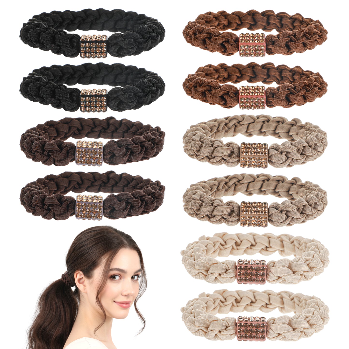 10PCS Hair Ties for Thick Hair No Damage 5 Colors High Ponytail Holders Elastic Hairs Ties for Women Braided Hairs Bands for Girls