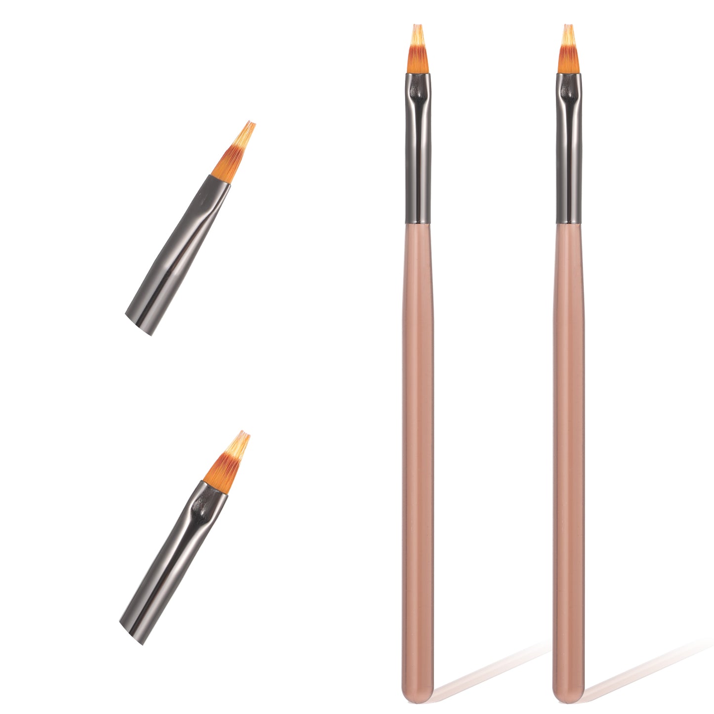 RAHHLIZS 2pcs Hard Gel Brush, Nail Ombre Brush, Nail Polish Brush, Acrylic Nail Brushes, Brown Gradient Nail Art Brushes for DIY & Salon Painting