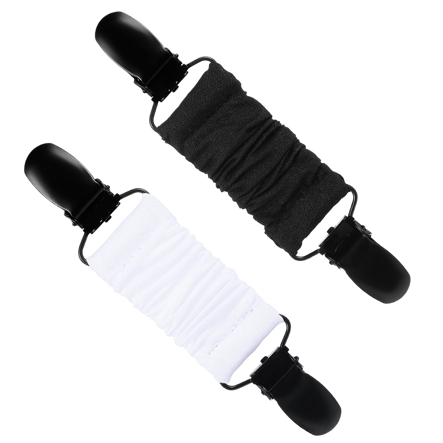 2PCS Cinch Clip 4.7 Metal Dress Clips Back Cinch for Women Clothing, Retro Cardigan Collar Sweater Clips, Elastic Shirt Waist Cincher Clip Travel Hat Clips for Tightening Your Clothes(Black, White)
