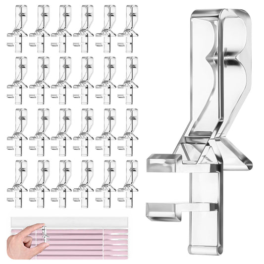 Xindojuz 24 PCS Valance Clips for Blinds, 1-7/8inch Hidden Channel Valance Clips, Clear Plastic Clip for The Valances with a Groove in The Back, Windows Blind Cover Clip Replacement