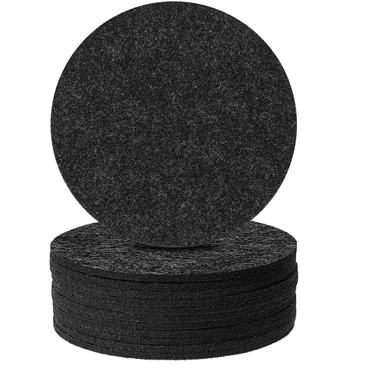 Xinjoduz 12 PCS Felt Coasters with Holder for Drinks Absorbent, Round Cup Mat Desk Coaster for Drinks Bar Home Coffee Table Decor Heat Resistant Tabletop Protection, Non-Slip, 4 Inches Gray