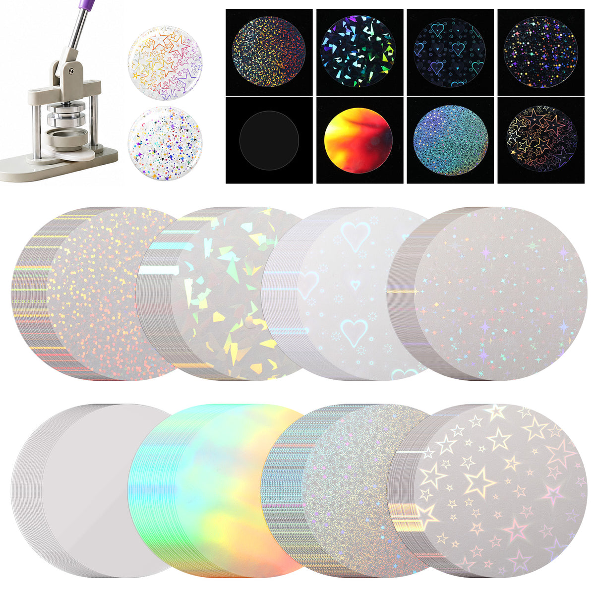 Chsoejuf 200Pcs Button Maker Supplies 70mm Badge Protective Film
