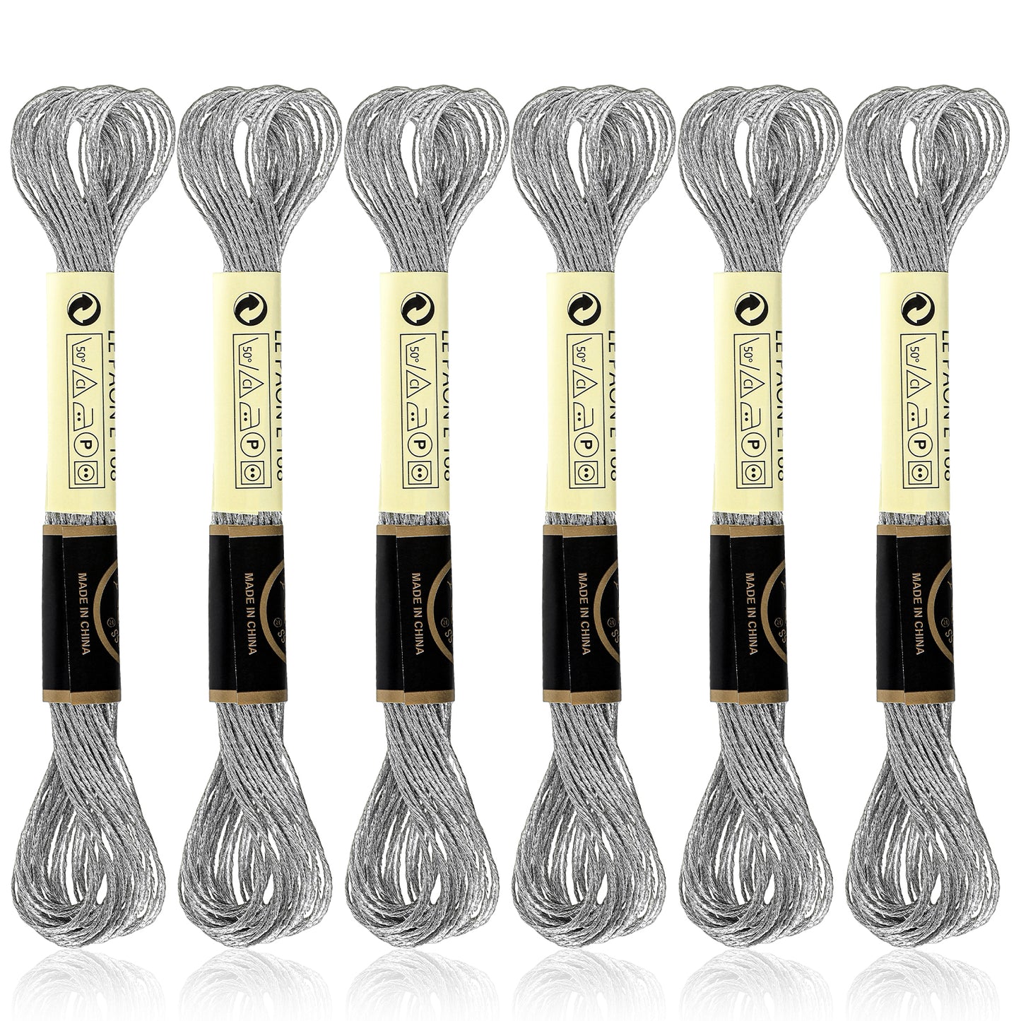 6 Pcs Silver Embroidery Floss Friendship Bracelet String Embroidery Thread Metallic Silver Embroidery Floss String Glitter Embroidery Thread Cross Stitch Thread for Hand Embroidery String Art