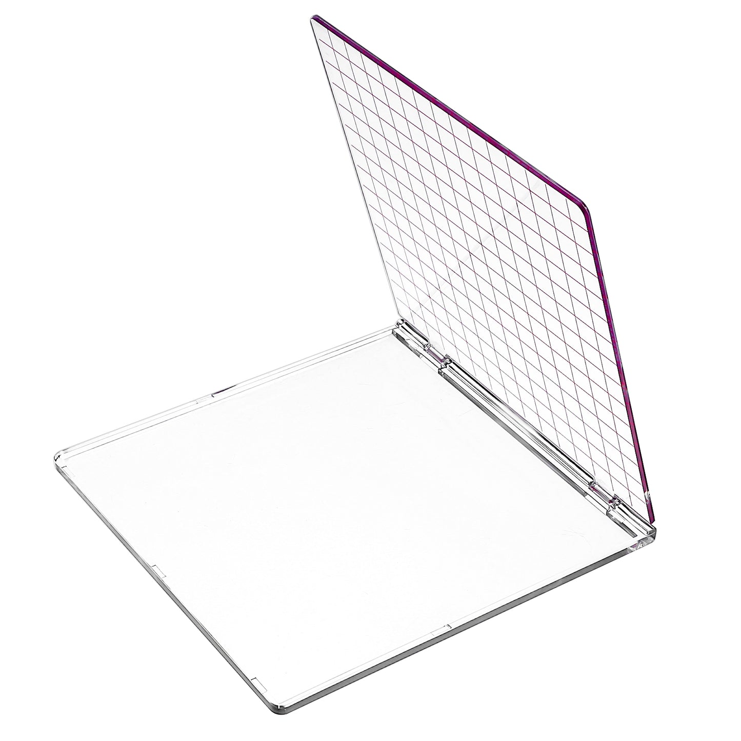 Xinjoduz Acrylic Stamp Block Stamping Platform for Card Making 6.18× 5.94 Inch Foldable Clear Stamping Blocks Tool with Grid Lines Decorative for DIY Scrapbooking Journaling and Paper Craft Making