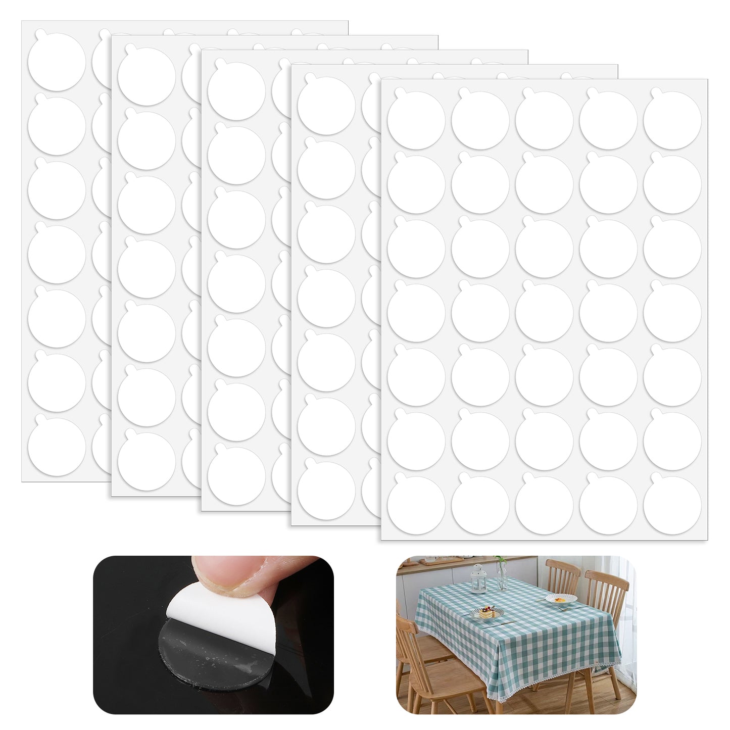 Clear Tablecloth Clips 140 Pcs Durable Transparent Table Cloth Holder Clips For Outdoor Events Windproof Double Sided Adhesive Wax Seal Sticker Table Cover Clip For Securing Tablecloth Picnics Parties