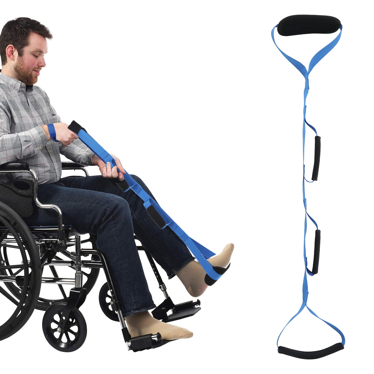 Mabor 39.37 Inch Leg Lifter Strap with Handgrips &Foot Loop, Leg Lifter After Hip Replacement&Knee Surgery Recovery Aids Kit in and Out of Bed,Car,Wheelchair
