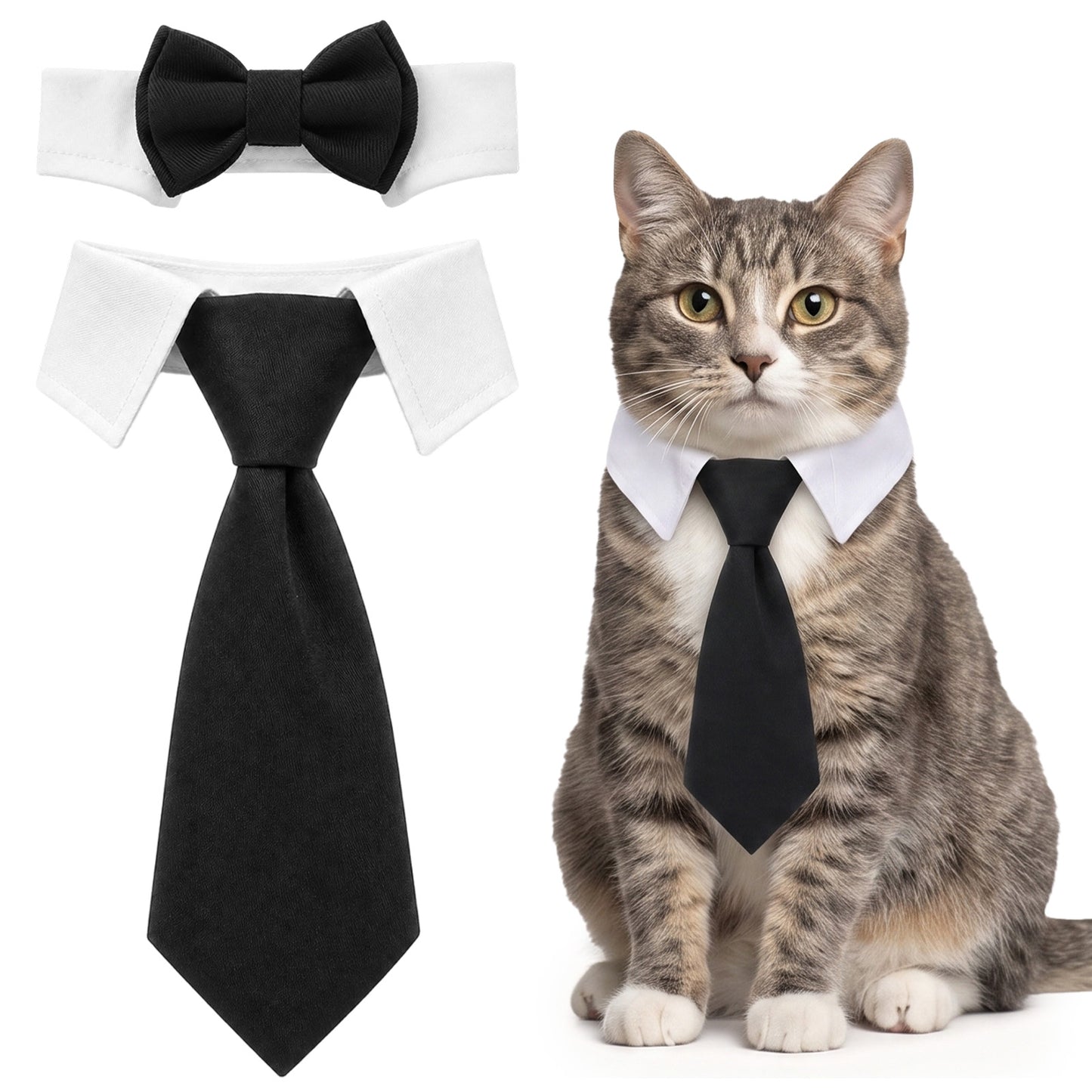 2Pcs Dog Bow Tie Cat Collar, Ymapinc Tuxedo Bowtie for Cats & Small Dogs